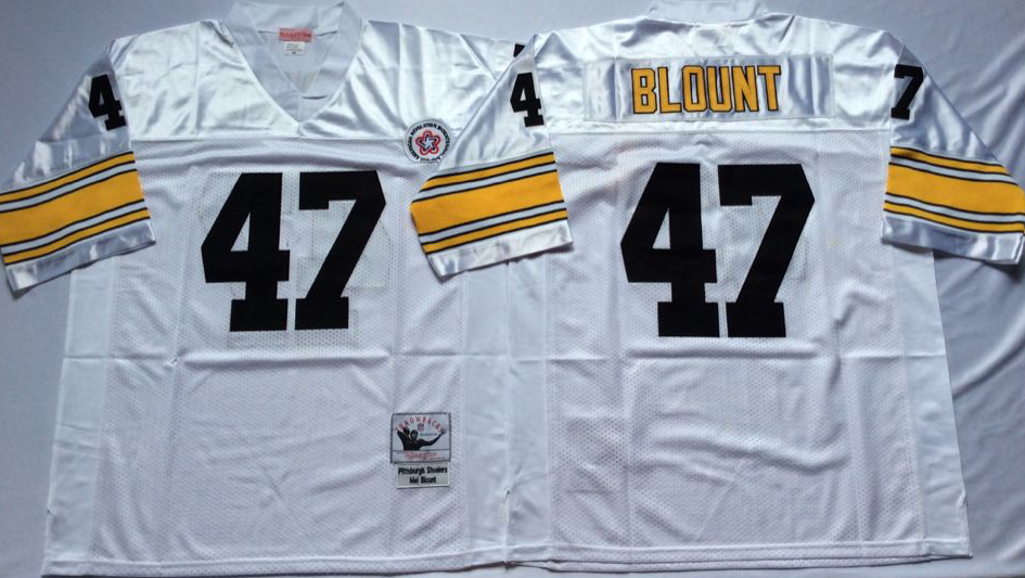 Men NFL Pittsburgh Steelers 47 BLOUNT white Mitchell Ness jerseys